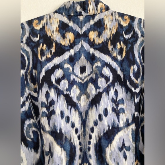 Chico’s Linen Boho Lagenlook Open Front Jacket Art to Wear Watercolor XL/16 - Picture 8 of 9